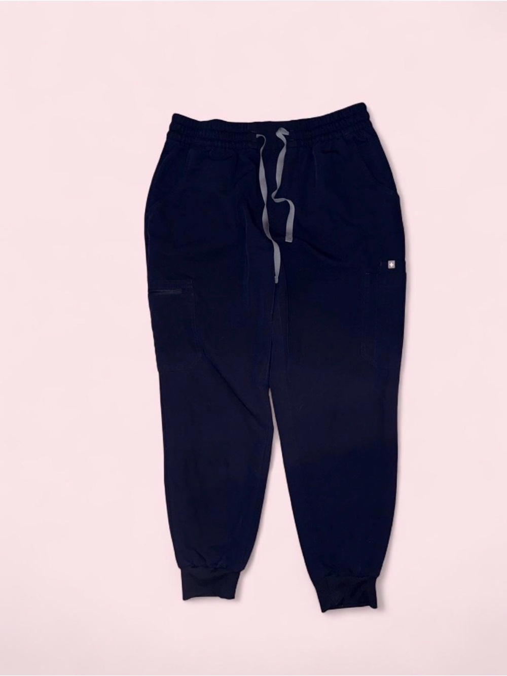 Figs Women Navy Jogger Scrub Pants with Drawstring & Ruched Waistband
